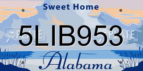 5LIB953 Alabama License Plate