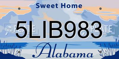 5LIB983 Alabama License Plate