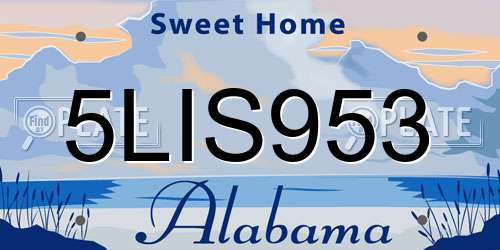 5LIS953 Alabama License Plate