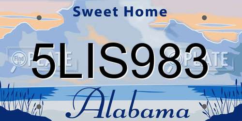 5LIS983 Alabama License Plate