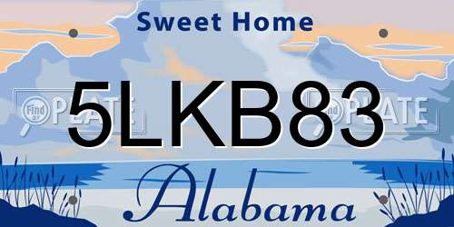 5LKB83 Alabama License Plate