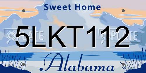 5LKT112 Alabama License Plate