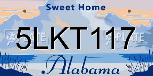 5LKT117 Alabama License Plate