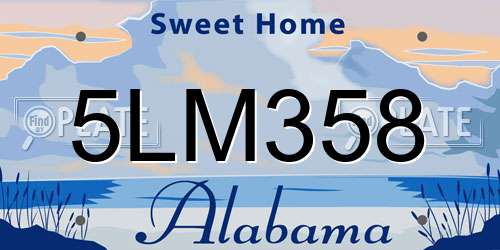 5LM358 Alabama License Plate