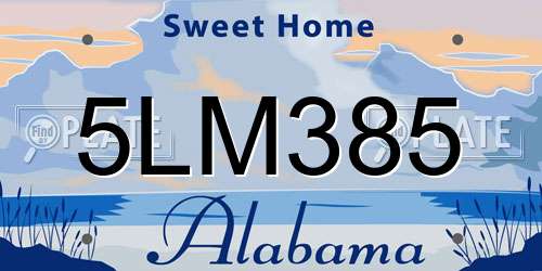 5LM385 Alabama License Plate