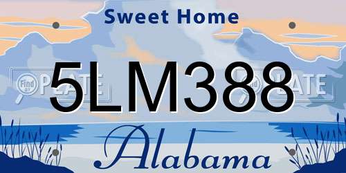 5LM388 Alabama License Plate