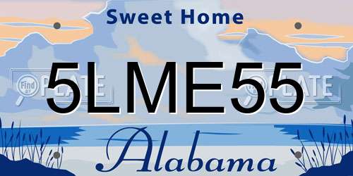 5LME55 Alabama License Plate