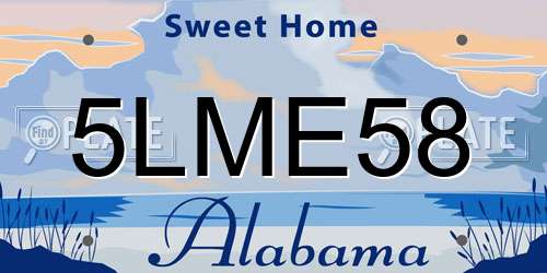 5LME58 Alabama License Plate