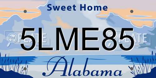 5LME85 Alabama License Plate