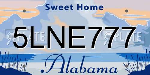 5LNE777 Alabama License Plate