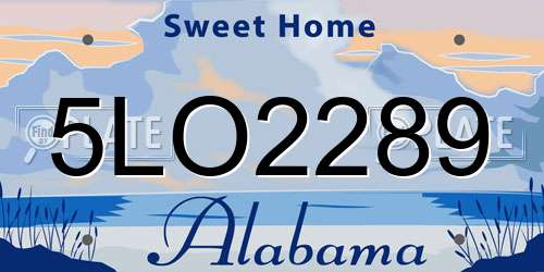 5LO2289 Alabama License Plate