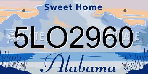 5LO2960 Alabama License Plate