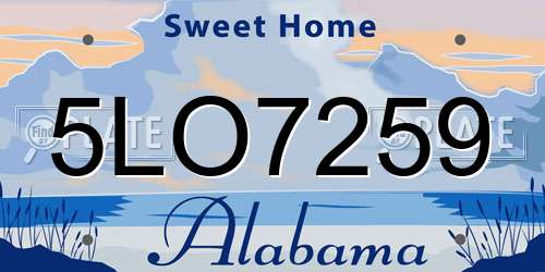 5LO7259 Alabama License Plate