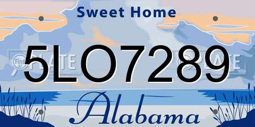 5LO7289 Alabama License Plate