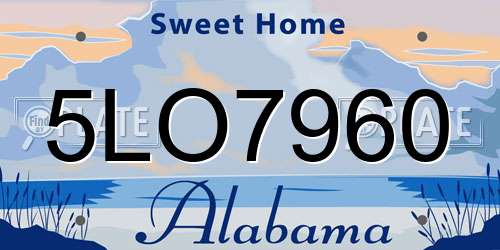 5LO7960 Alabama License Plate