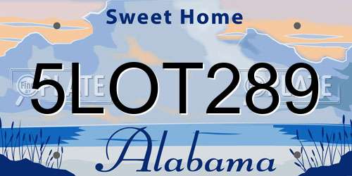 5LOT289 Alabama License Plate
