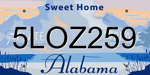 5LOZ259 Alabama License Plate