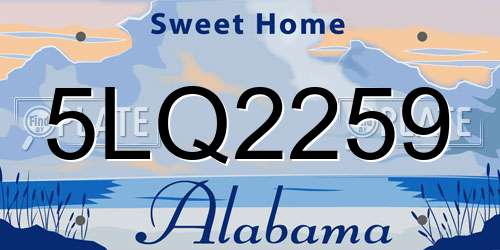 5LQ2259 Alabama License Plate