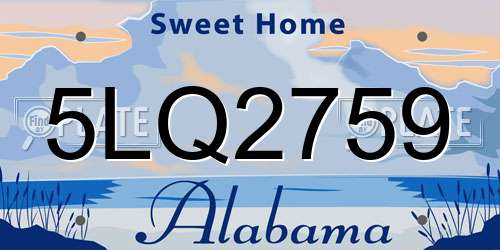 5LQ2759 Alabama License Plate