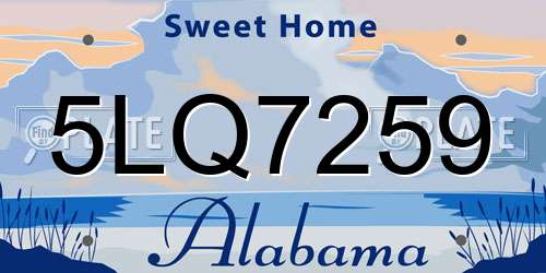 5LQ7259 Alabama License Plate