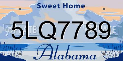 5LQ7789 Alabama License Plate