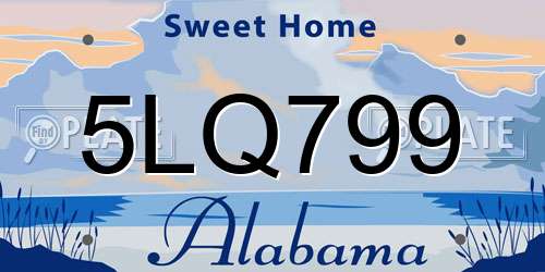 5LQ799 Alabama License Plate