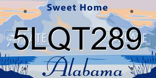 5LQT289 Alabama License Plate