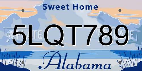 5LQT789 Alabama License Plate