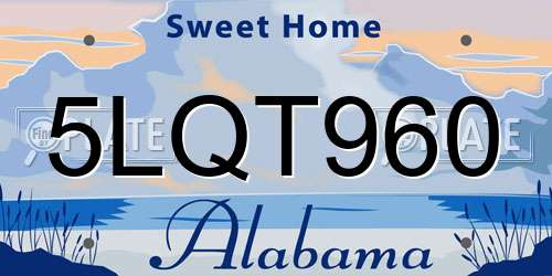 5LQT960 Alabama License Plate