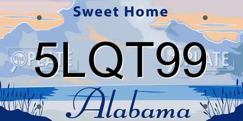 5LQT99 Alabama License Plate