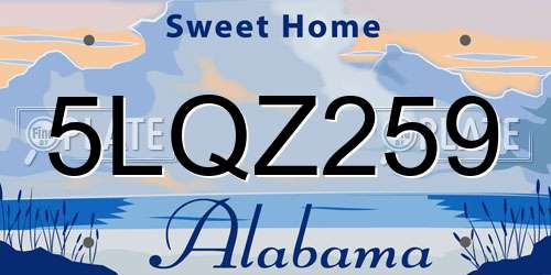 5LQZ259 Alabama License Plate