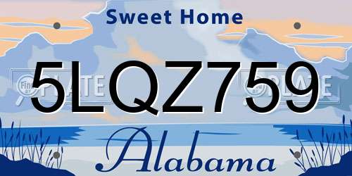 5LQZ759 Alabama License Plate