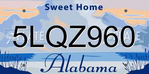 5LQZ960 Alabama License Plate
