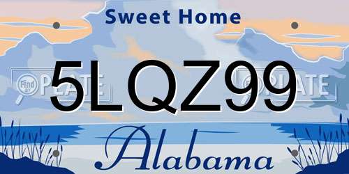 5LQZ99 Alabama License Plate