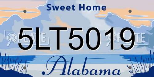 5LT5019 Alabama License Plate