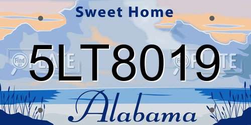 5LT8019 Alabama License Plate
