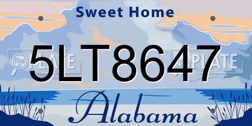 5LT8647 Alabama License Plate