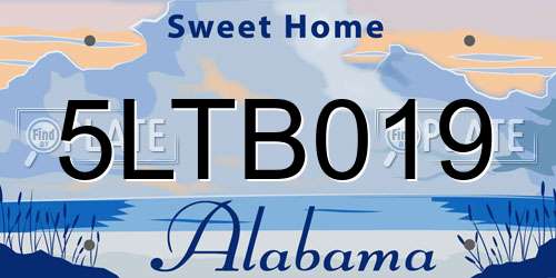 5LTB019 Alabama License Plate