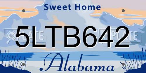 5LTB642 Alabama License Plate