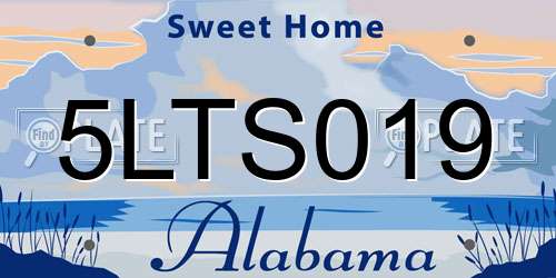 5LTS019 Alabama License Plate