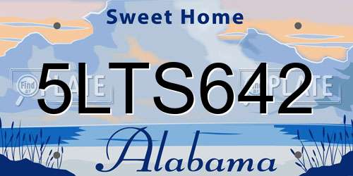 5LTS642 Alabama License Plate
