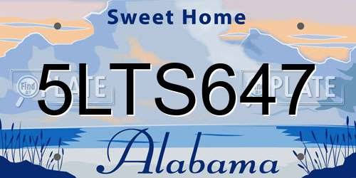 5LTS647 Alabama License Plate