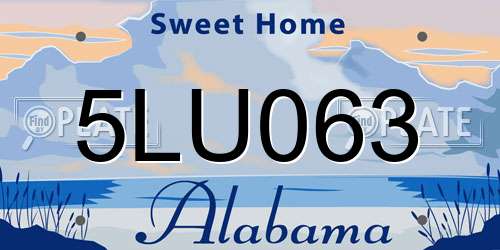 5LU063 Alabama License Plate