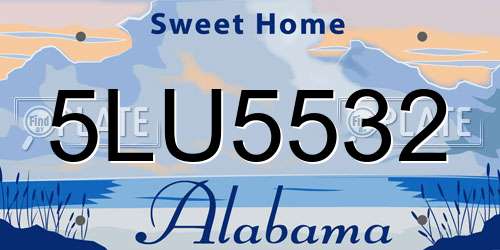 5LU5532 Alabama License Plate