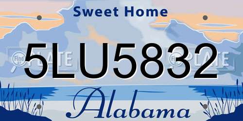 5LU5832 Alabama License Plate