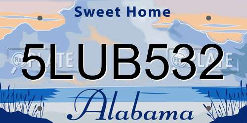 5LUB532 Alabama License Plate