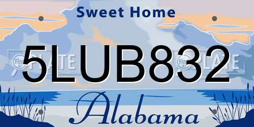 5LUB832 Alabama License Plate