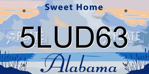 5LUD63 Alabama License Plate