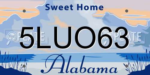 5LUO63 Alabama License Plate