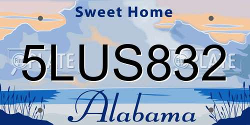 5LUS832 Alabama License Plate